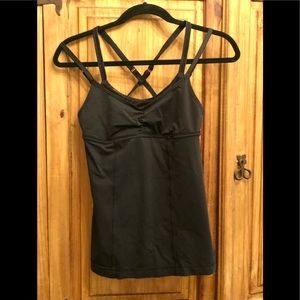 Black Double criss cross lulu workout top
